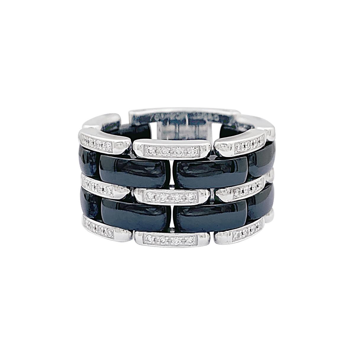 Black Ceramic Black Chanel Ring Black Ceramic Diamond Ultra Wide