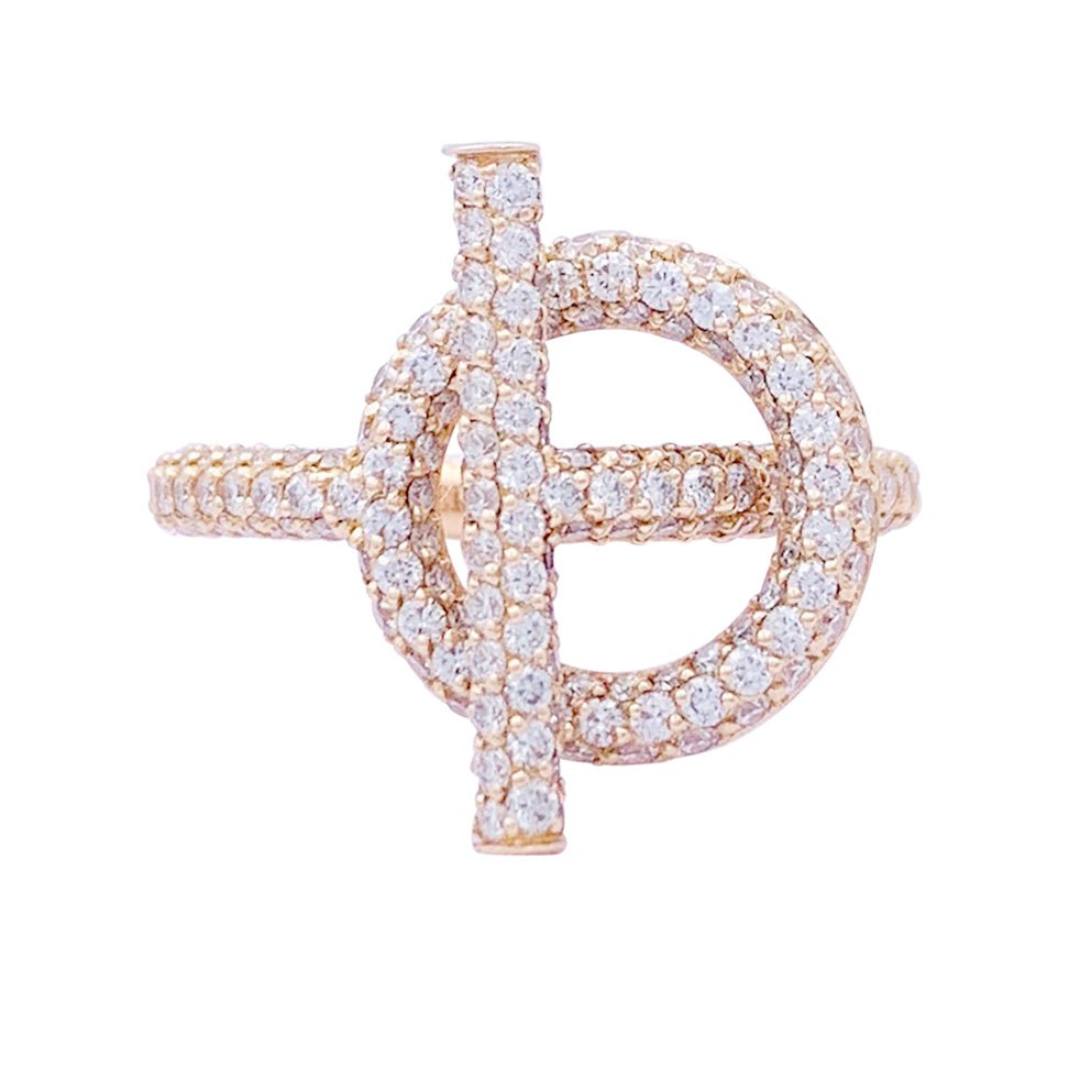 HERMÈS “Echappée Hermès” ring in pink gold, diamonds. – Castafiore