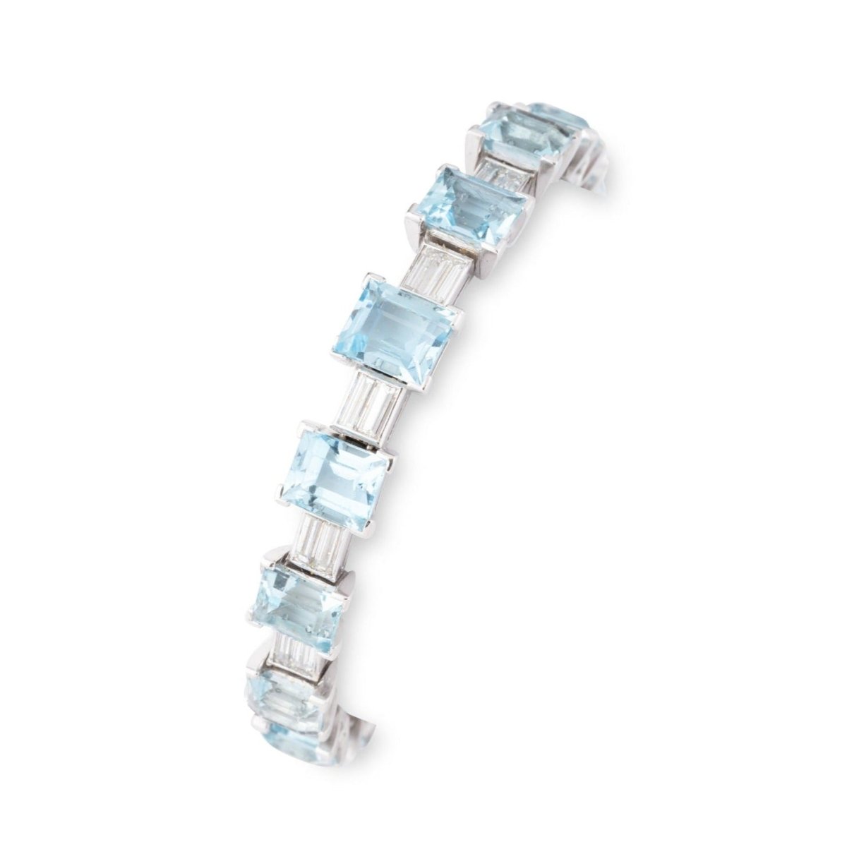 Bracelet VAN CLEEF & ARPELS en or blanc, platine, aigue marine et diamants - Castafiore