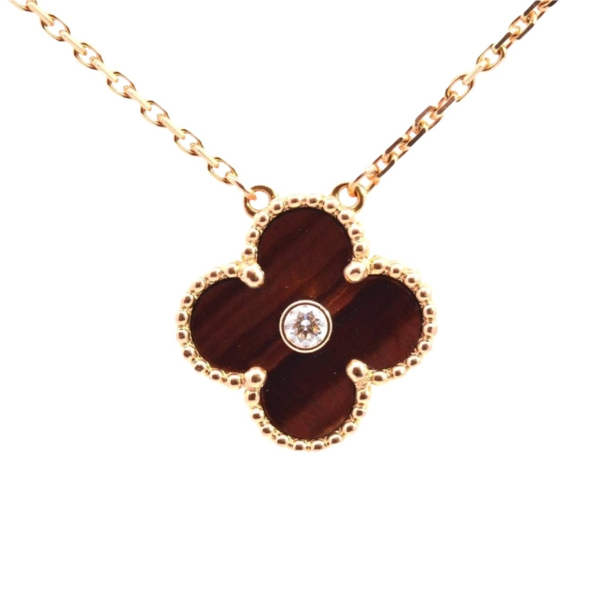 VAN CLEEF ARPELS Alhambra necklace in yellow gold, carnelian and diamond
