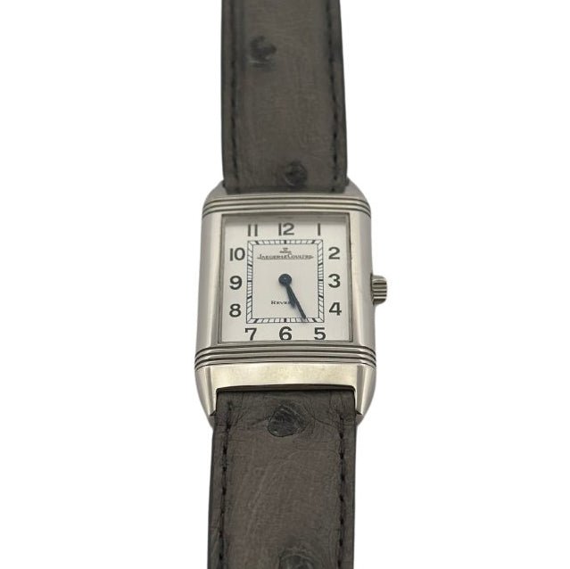 JAEGER-LECOULTRE “Reverso” watch in steel and ostrich leather