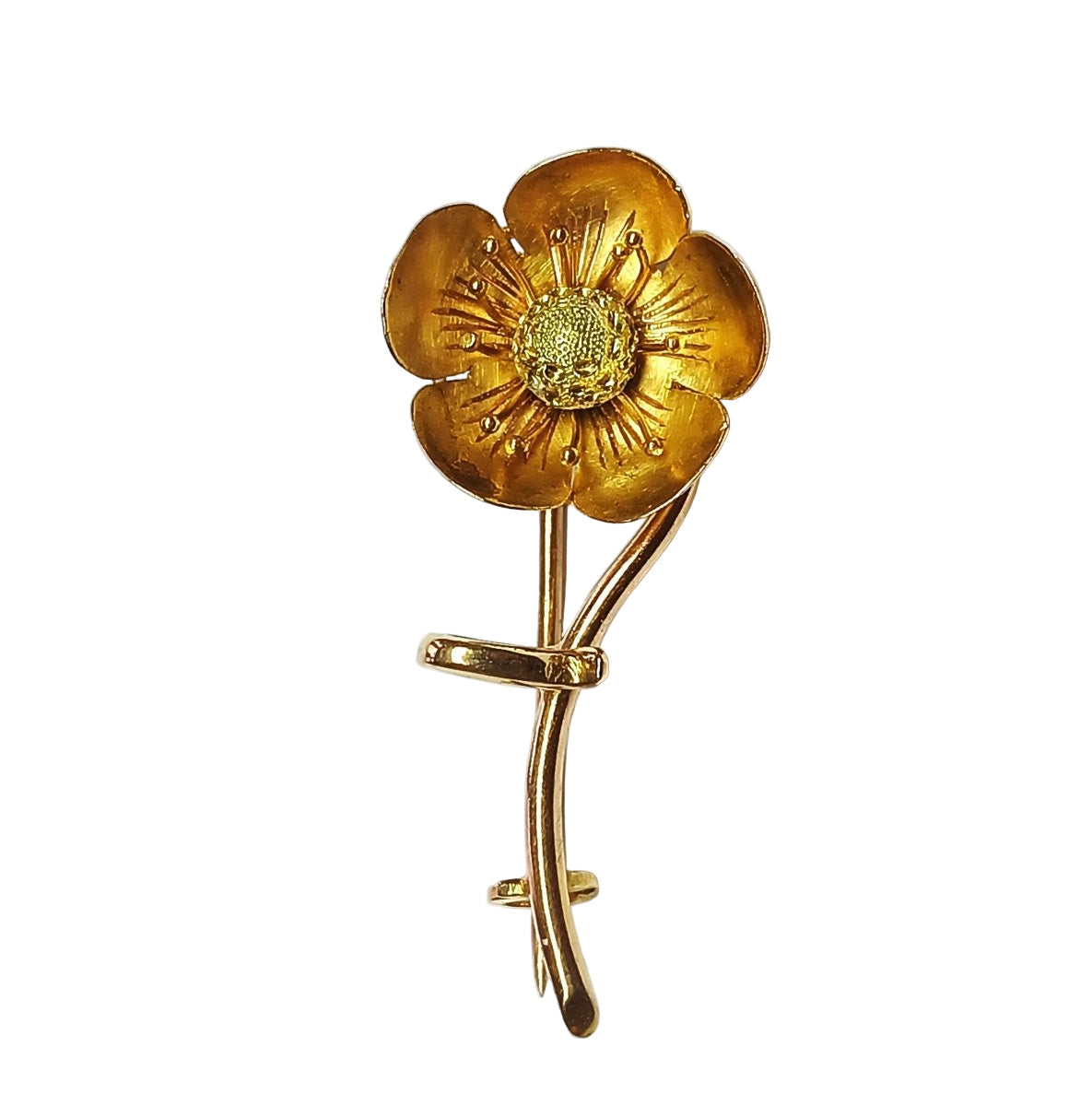 Belle Broche Ancienne Vintage à Motifs Fleurs - Bijou D'occasion En Bon état Général