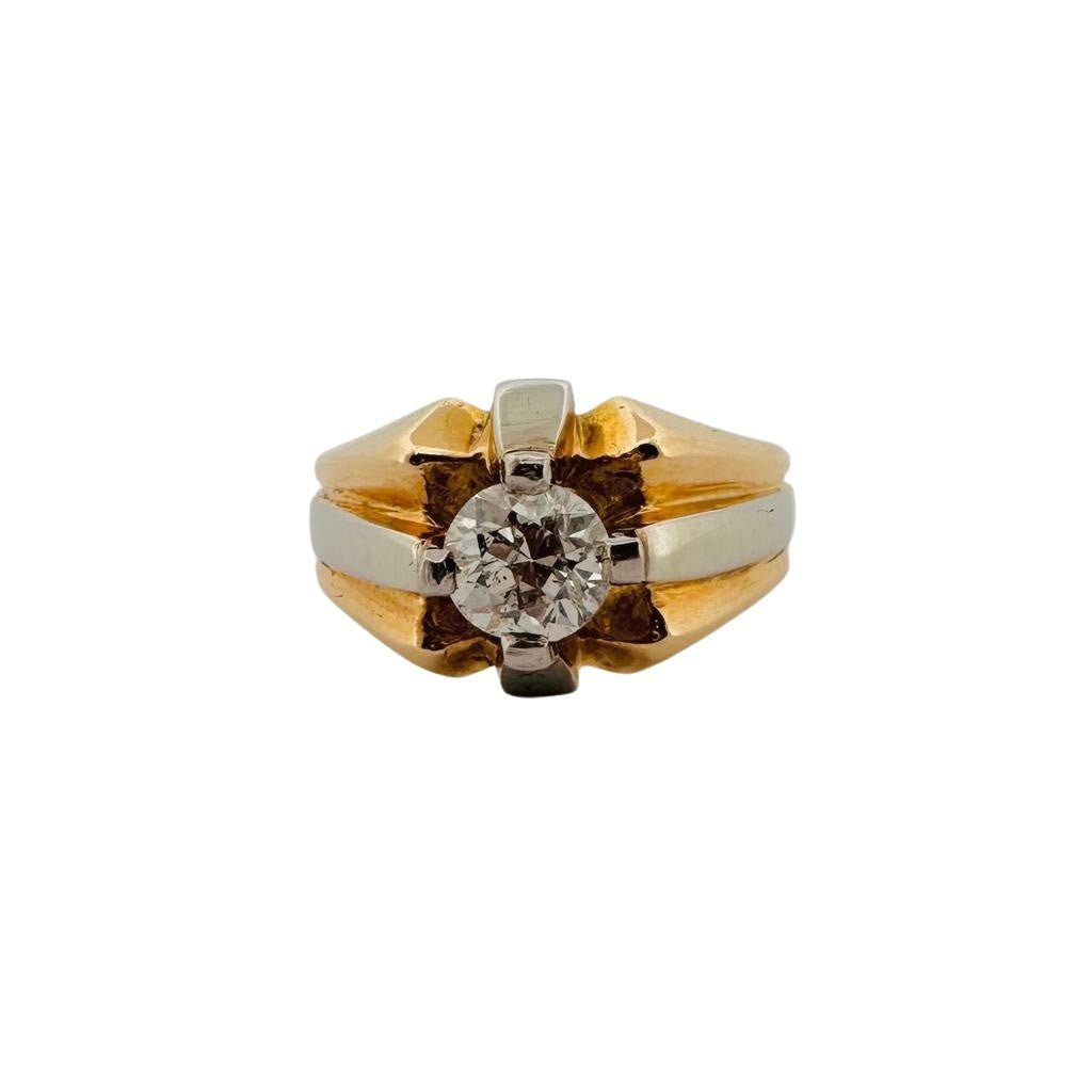 Signet ring in yellow gold, white gold and diamond – Castafiore