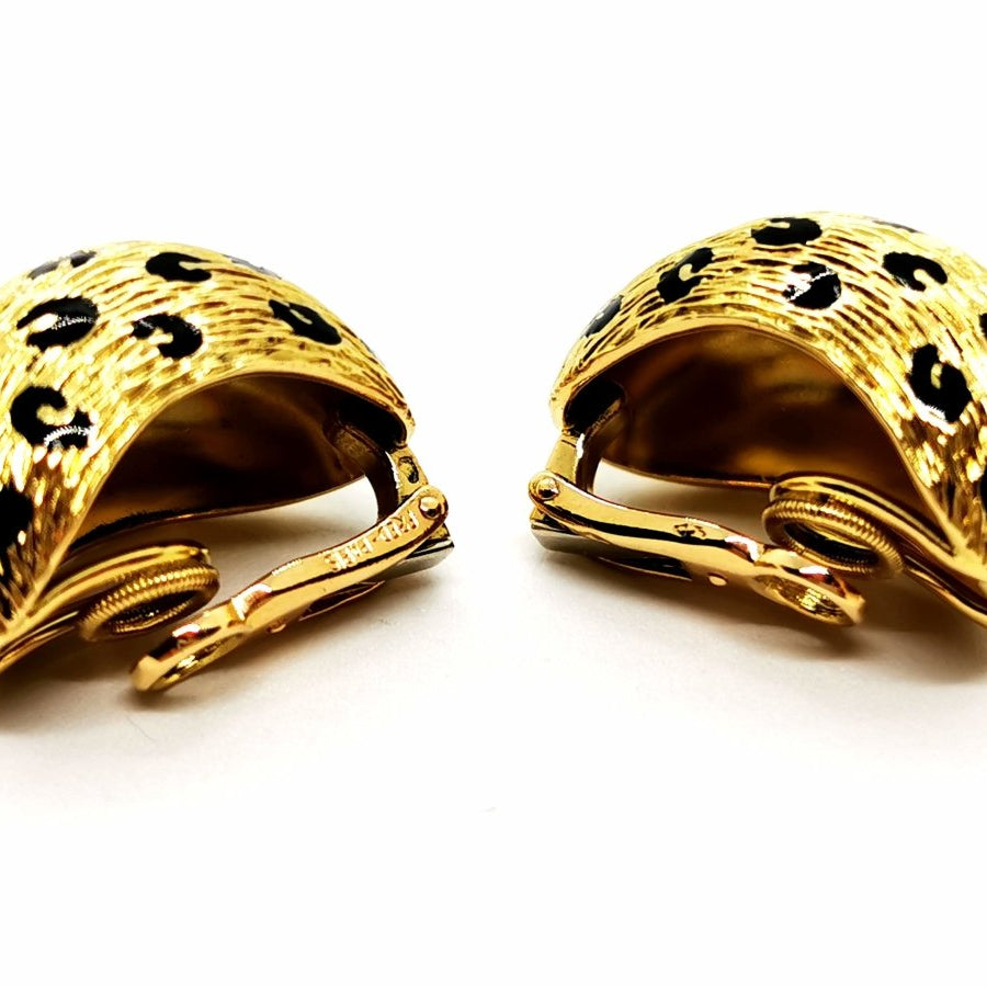 Boucles d'oreilles Clips FRED "Léopard", en or jaune et émail - Castafiore