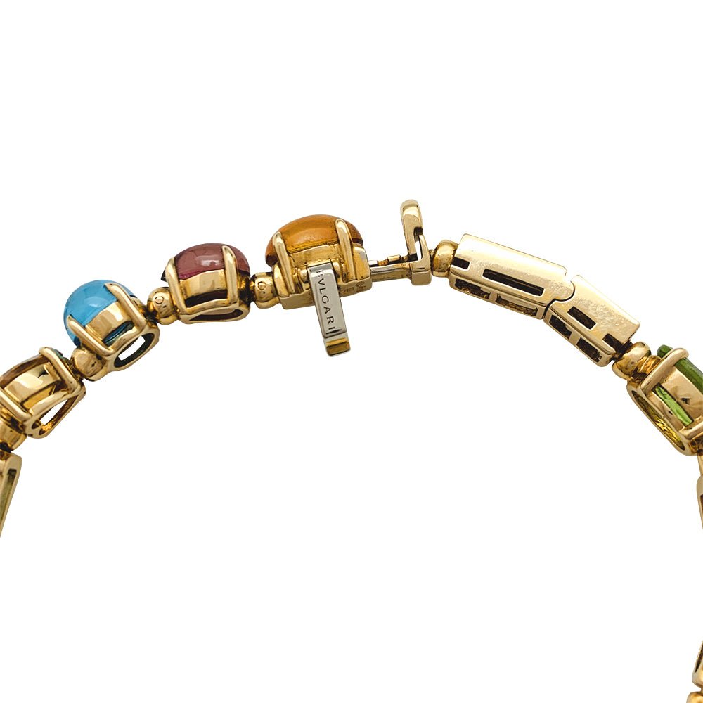 Bracelet BULGARI, "Allegra", or jaune, diamants, pierres de couleurs - Castafiore