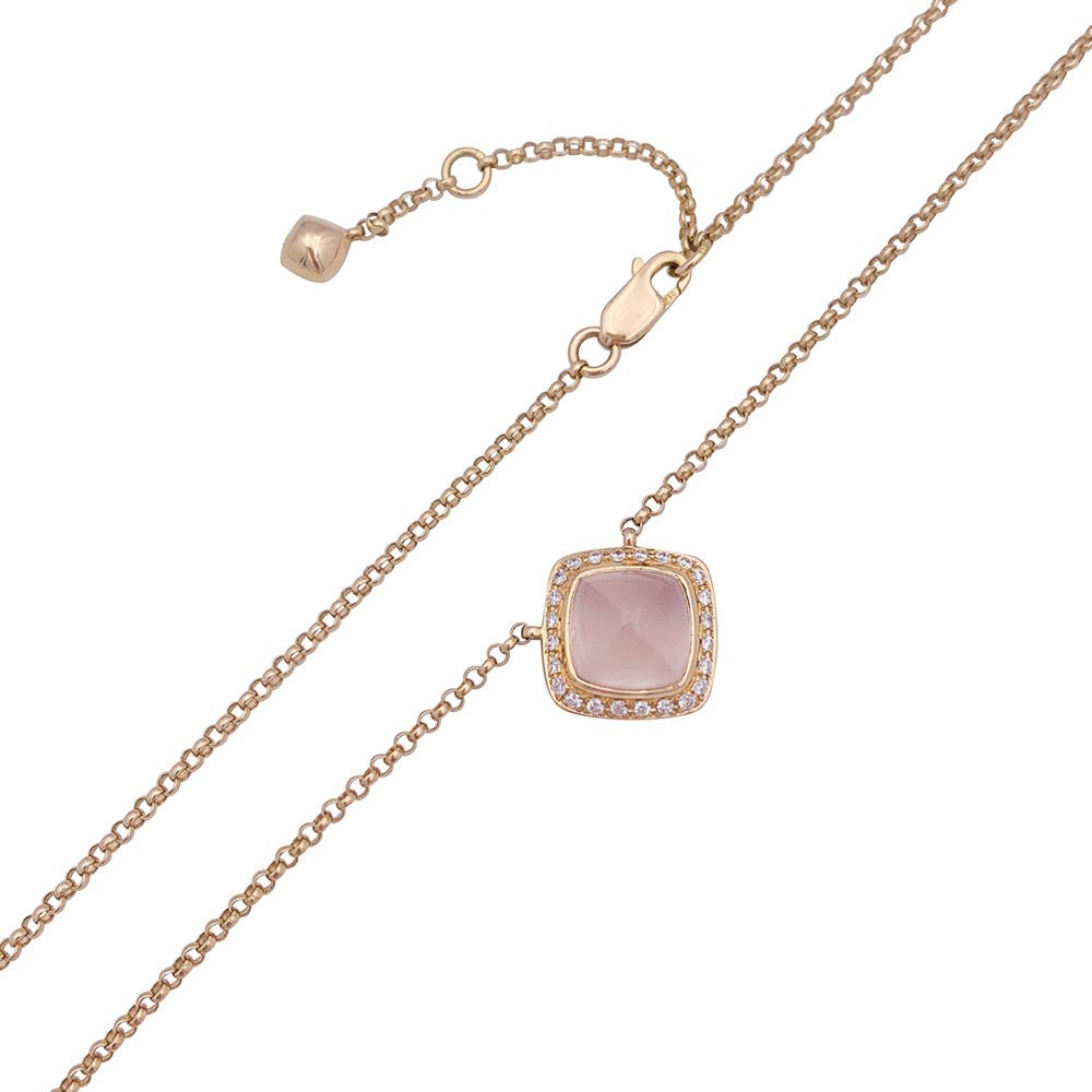 Collier FRED "Pain de sucre" en or rose, quartz rose et diamants - Castafiore