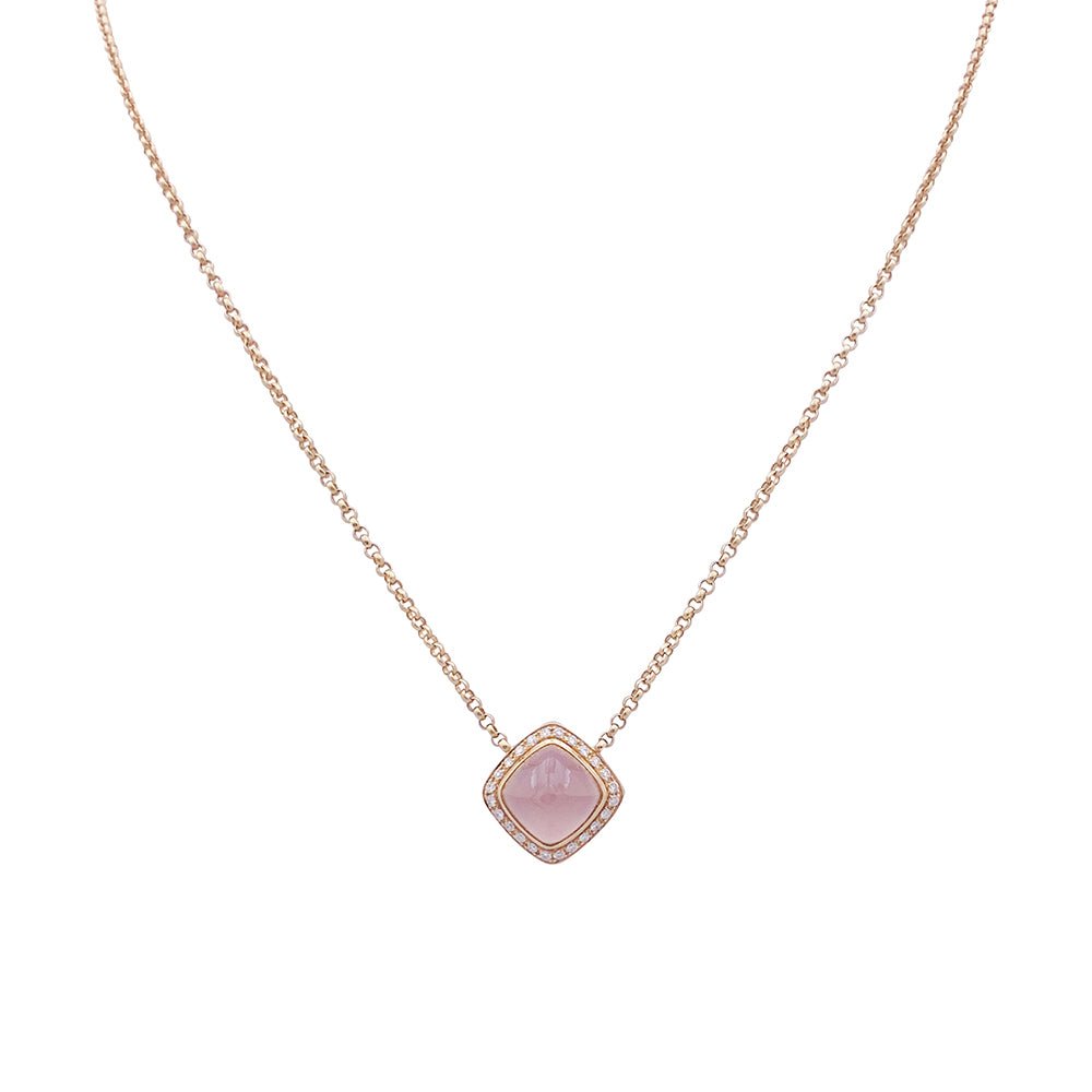 Collier FRED "Pain de sucre" en or rose, quartz rose et diamants - Castafiore