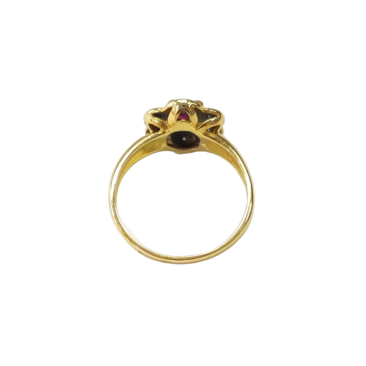 Entourage Ring in yellow gold, rubies, and diamonds