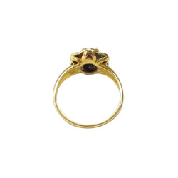 Entourage Ring in yellow gold, rubies, and diamonds