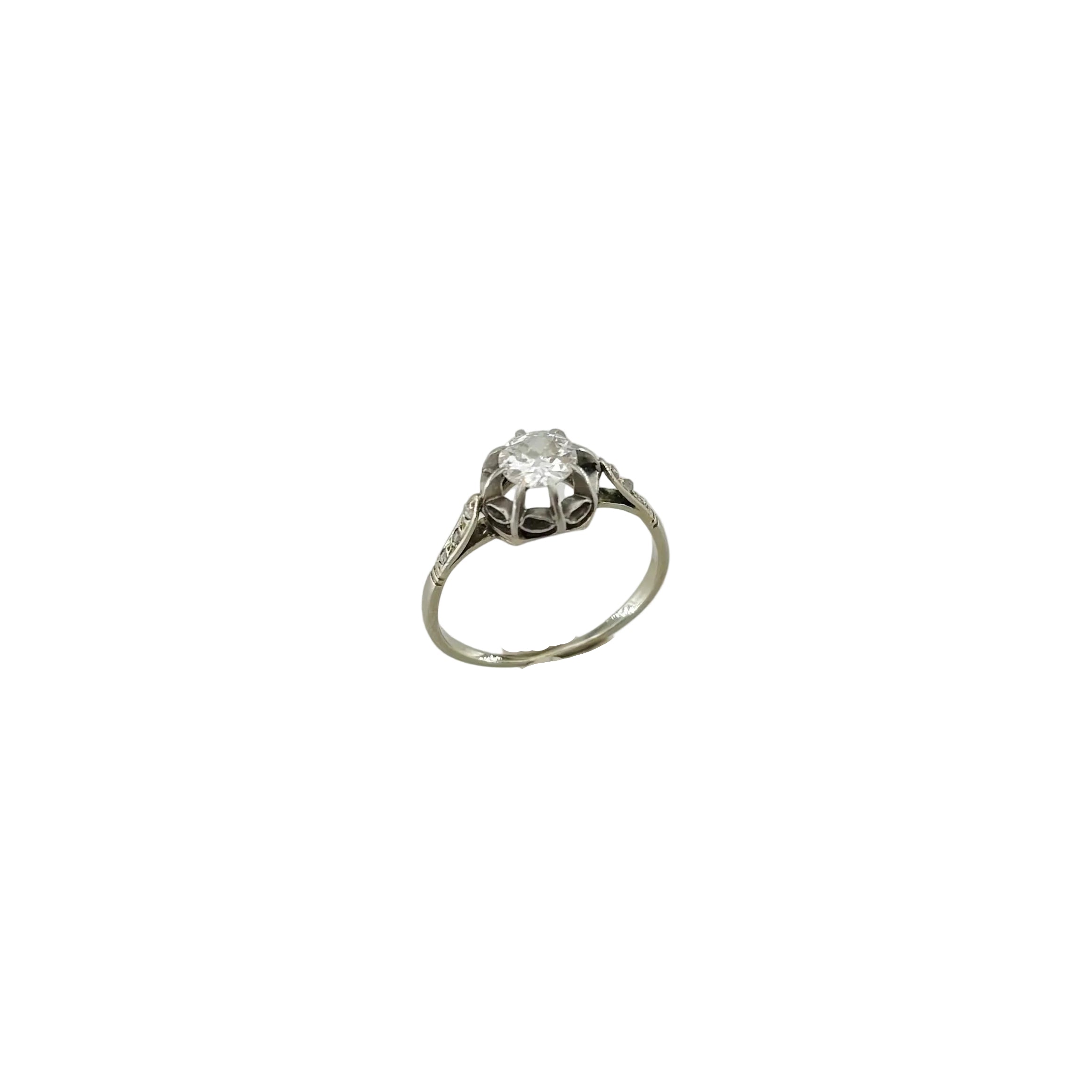 White Gold Solitaire Ring with Diamonds