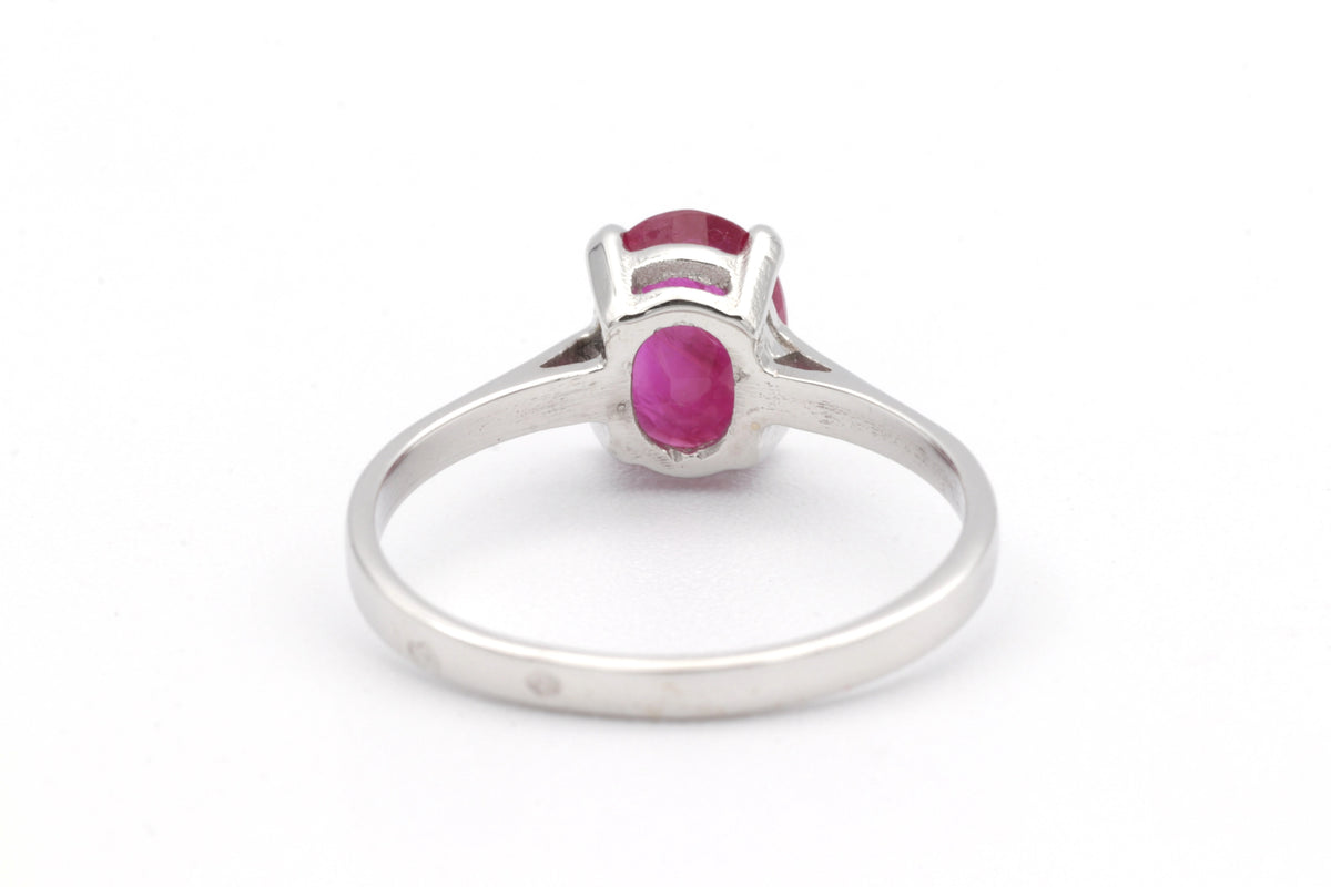 White Gold Solitaire Ring with Ruby