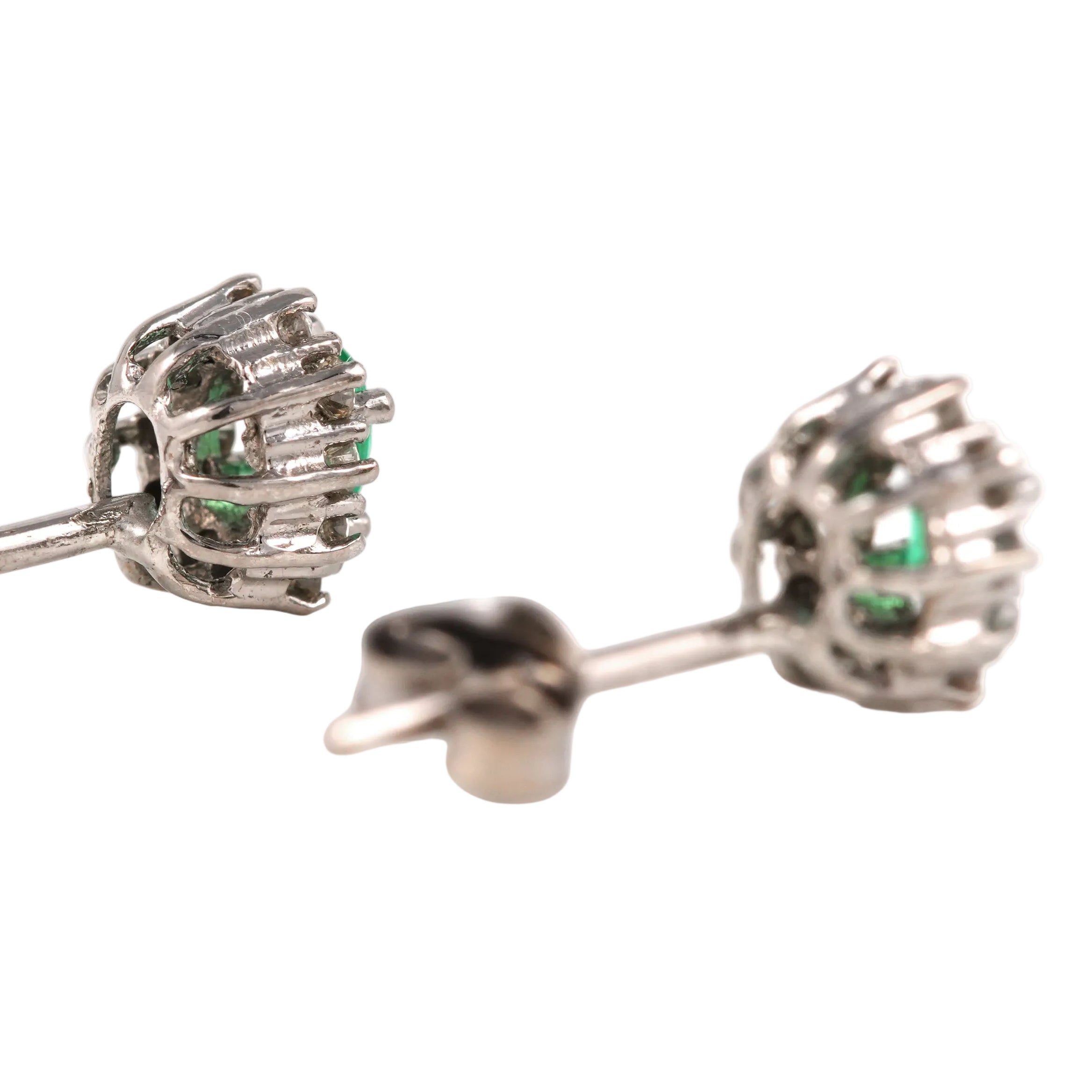 White Gold Earrings with Emeralds and Diamonds