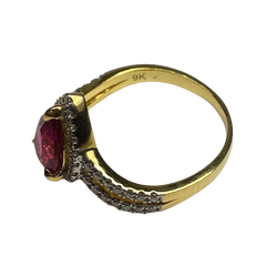 Entourage Ring in yellow gold, rubellite Tourmaline, and diamonds