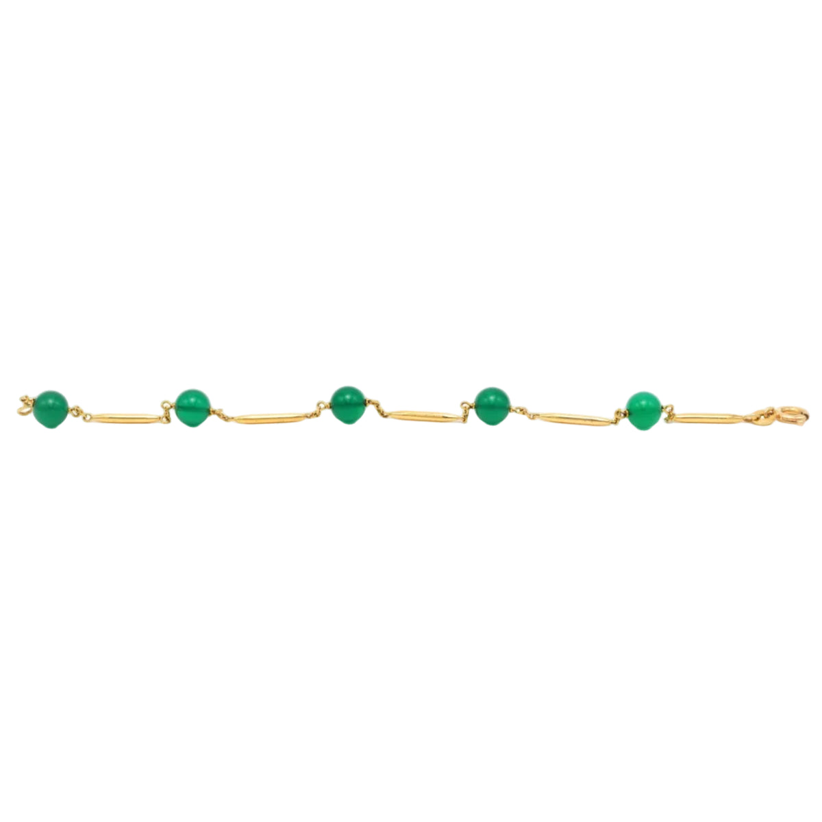 Yellow gold bracelet with chrysoprase stones