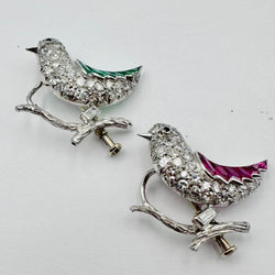 Two "Bird" Brooches in White gold and Platinum