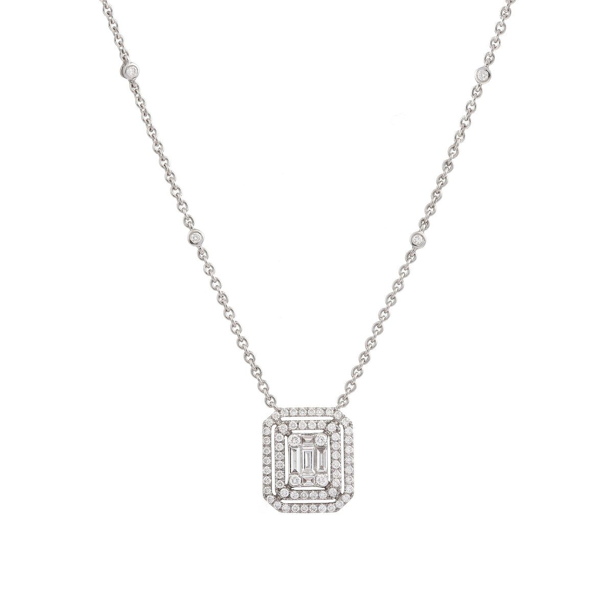 Collier Pendentif en or blanc et diamants