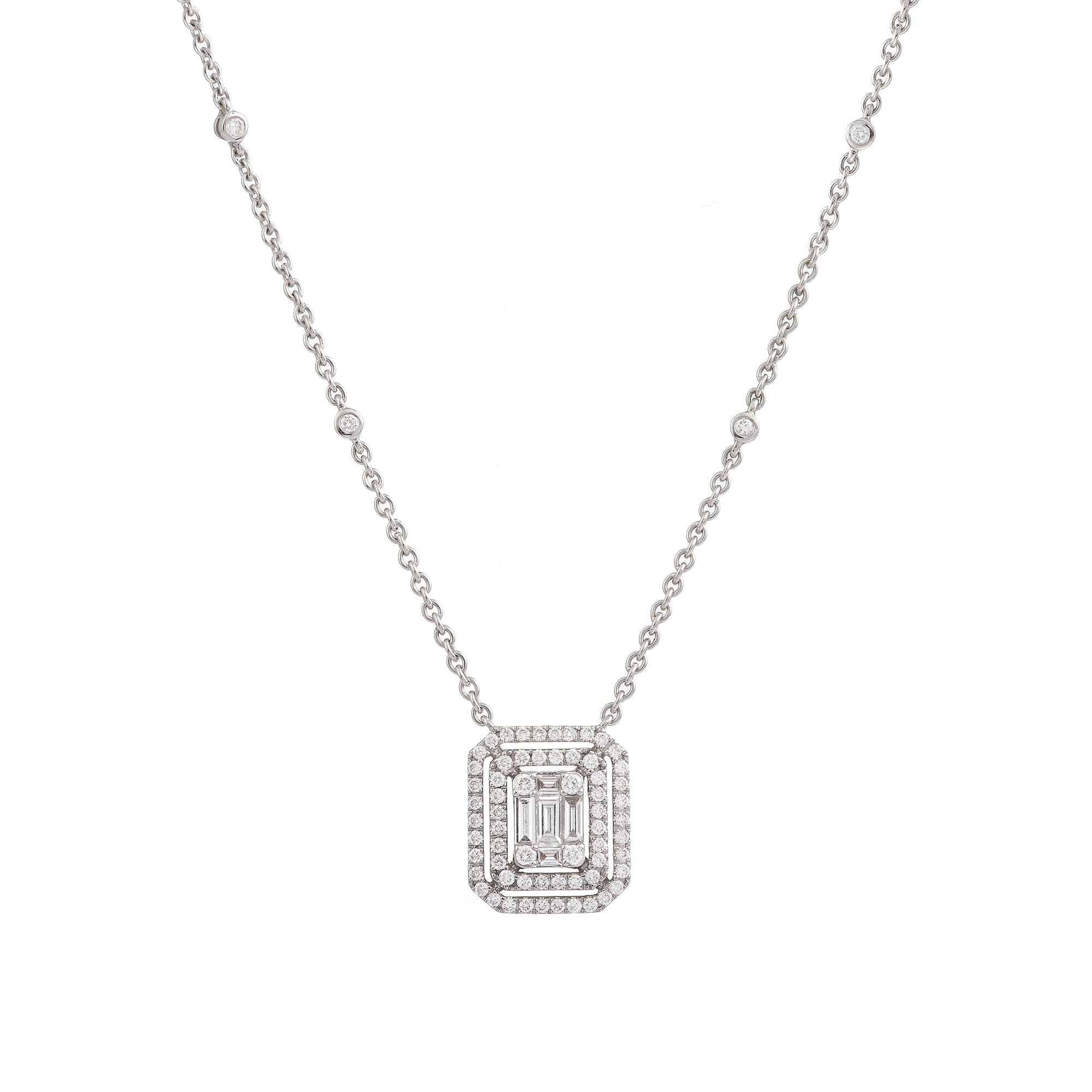 Collier Pendentif en or blanc et diamants