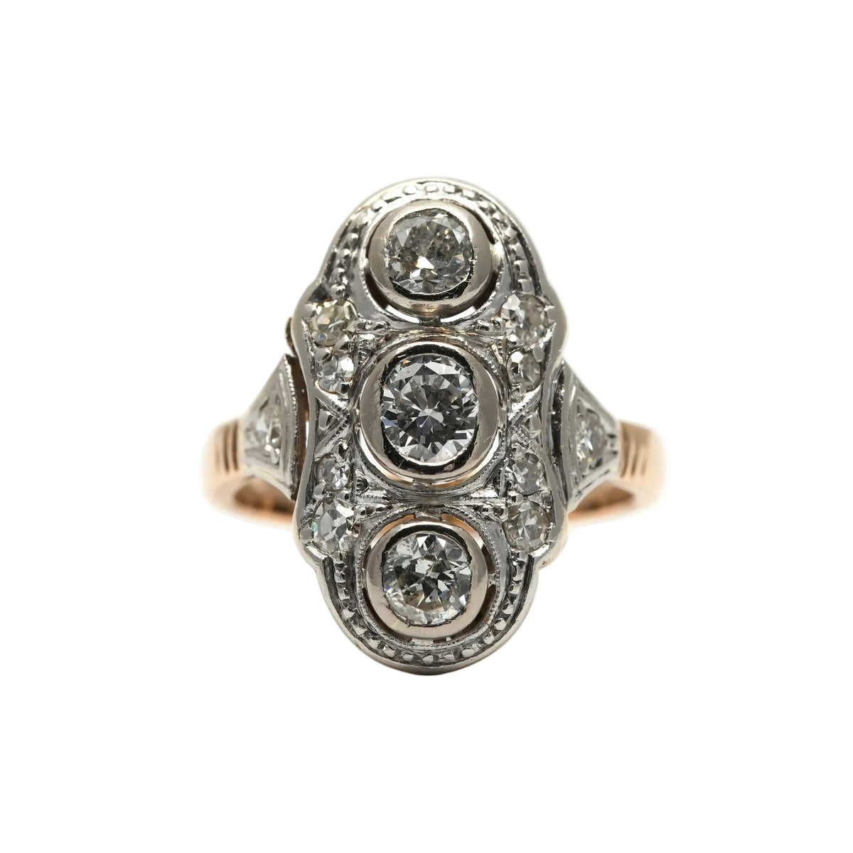 Trilogy Ring in White gold, Yellow gold, and Diamonds