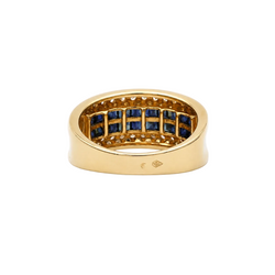Yellow Gold Band Ring with Sapphires and Diamonds
