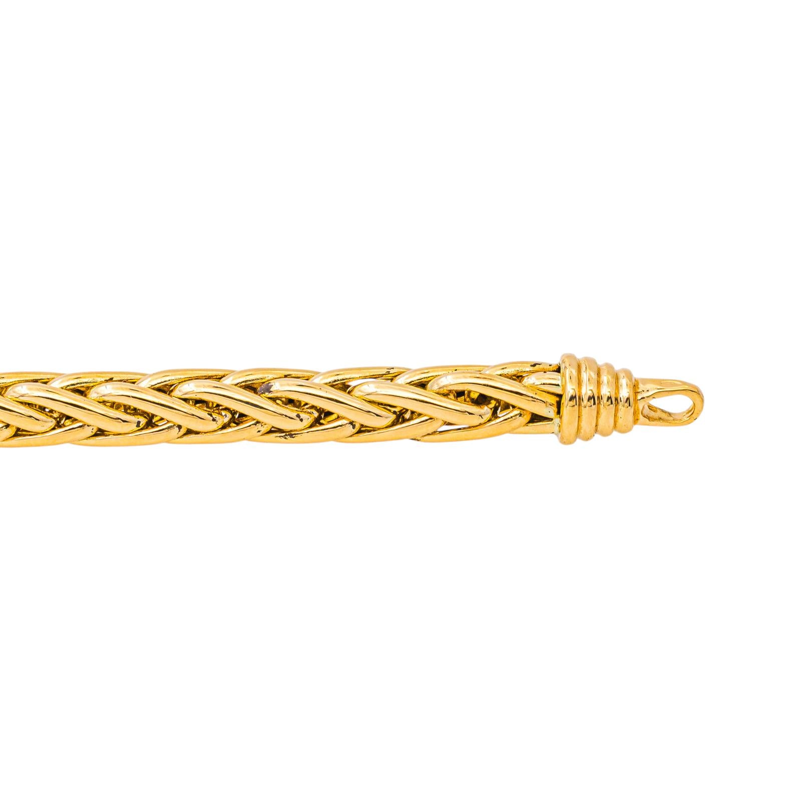 Yellow Gold Palm Leaf Link Bracelet