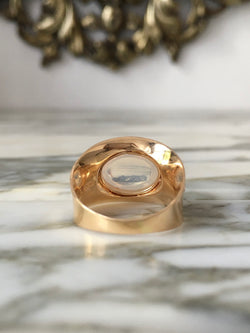 Yellow Gold Solitaire Ring with Moonstone