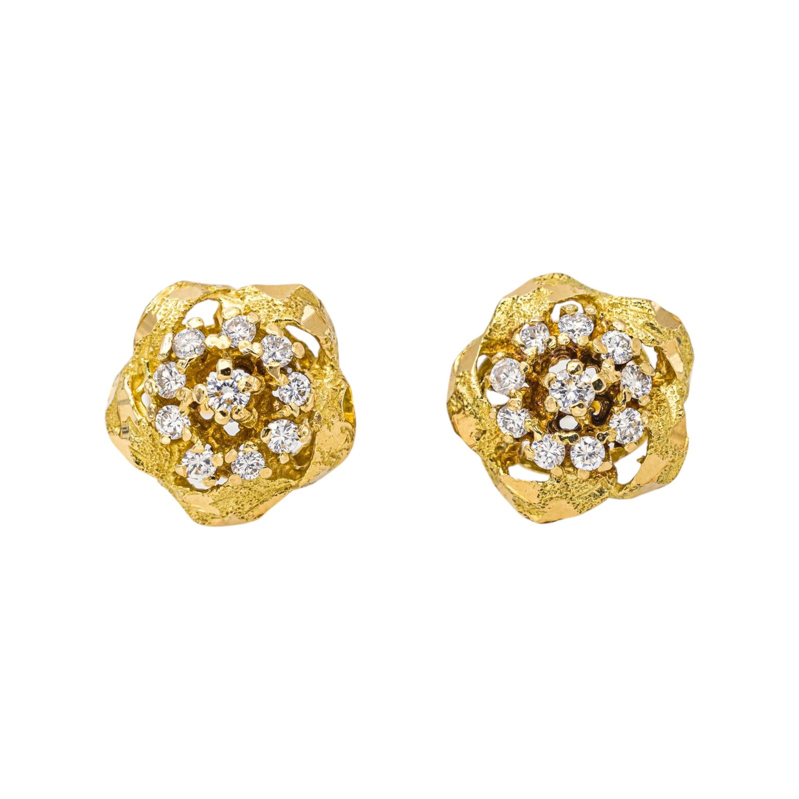 Yellow Gold Diamond Earrings