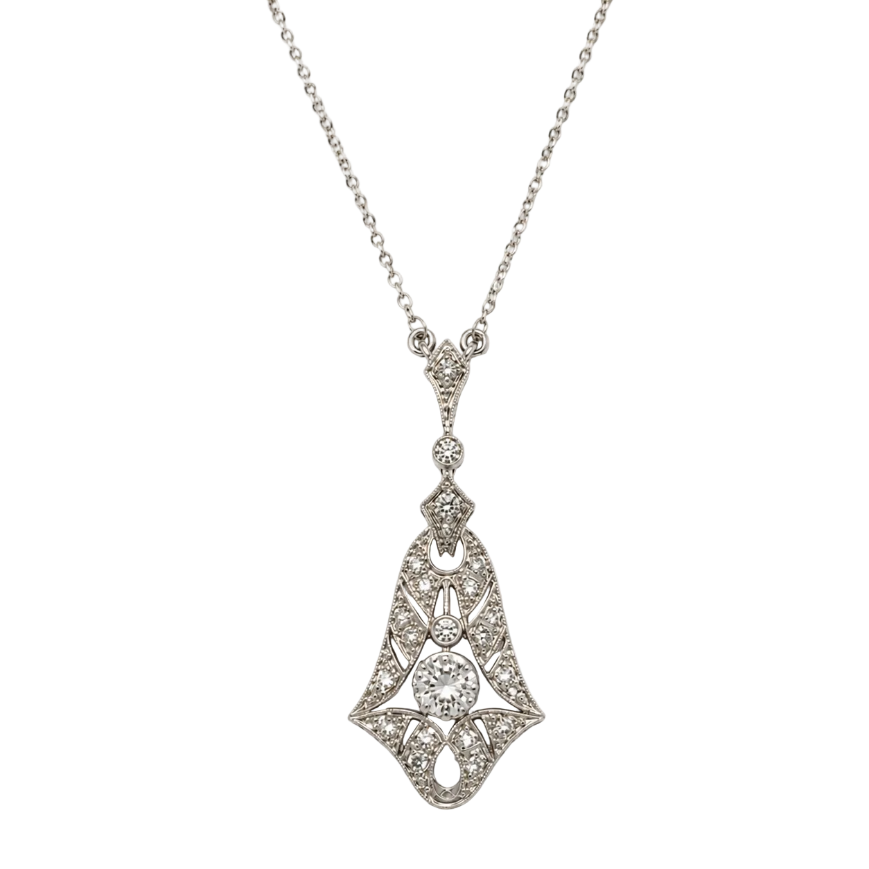 White Gold and Diamond Pendant Necklace