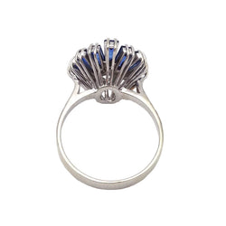 Cocktail Ring in White Gold, Sapphires, and Diamonds