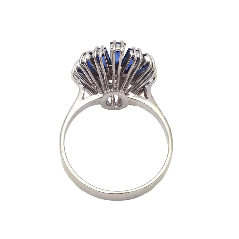 Cocktail Ring in White Gold, Sapphires, and Diamonds