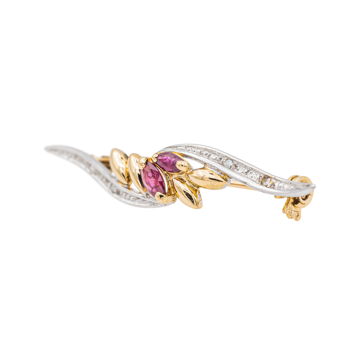 Broche Or jaune Rubis