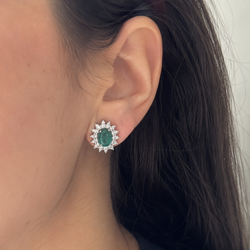 White Gold Clip-On Earrings with Emeralds and Diamonds