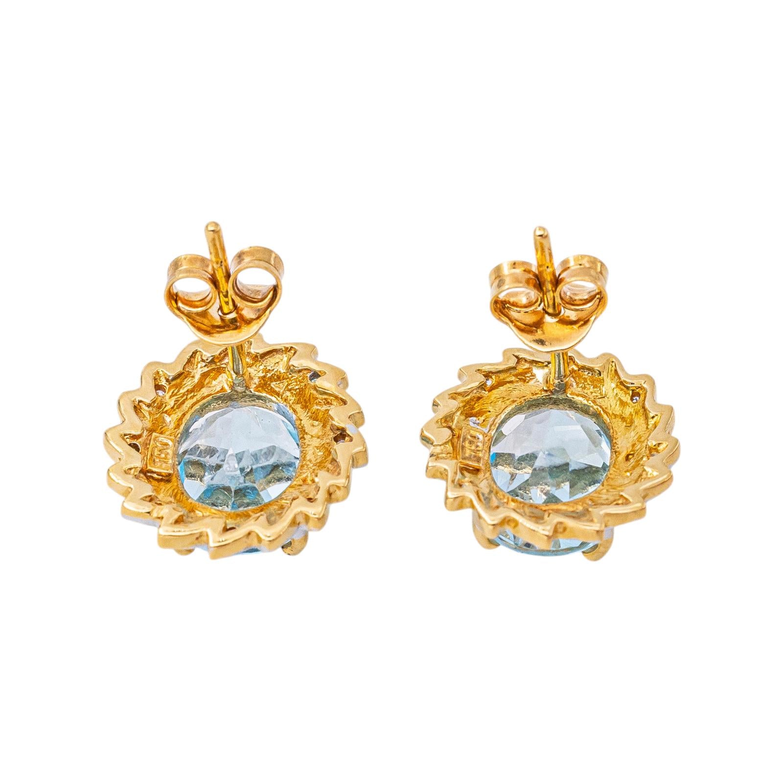 Yellow Gold Topaz Stud Earrings