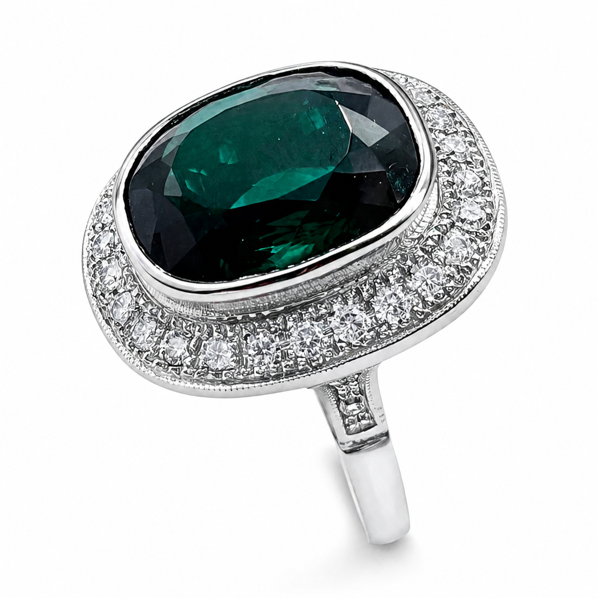 Bague Cocktail en or blanc, tourmaline et diamants