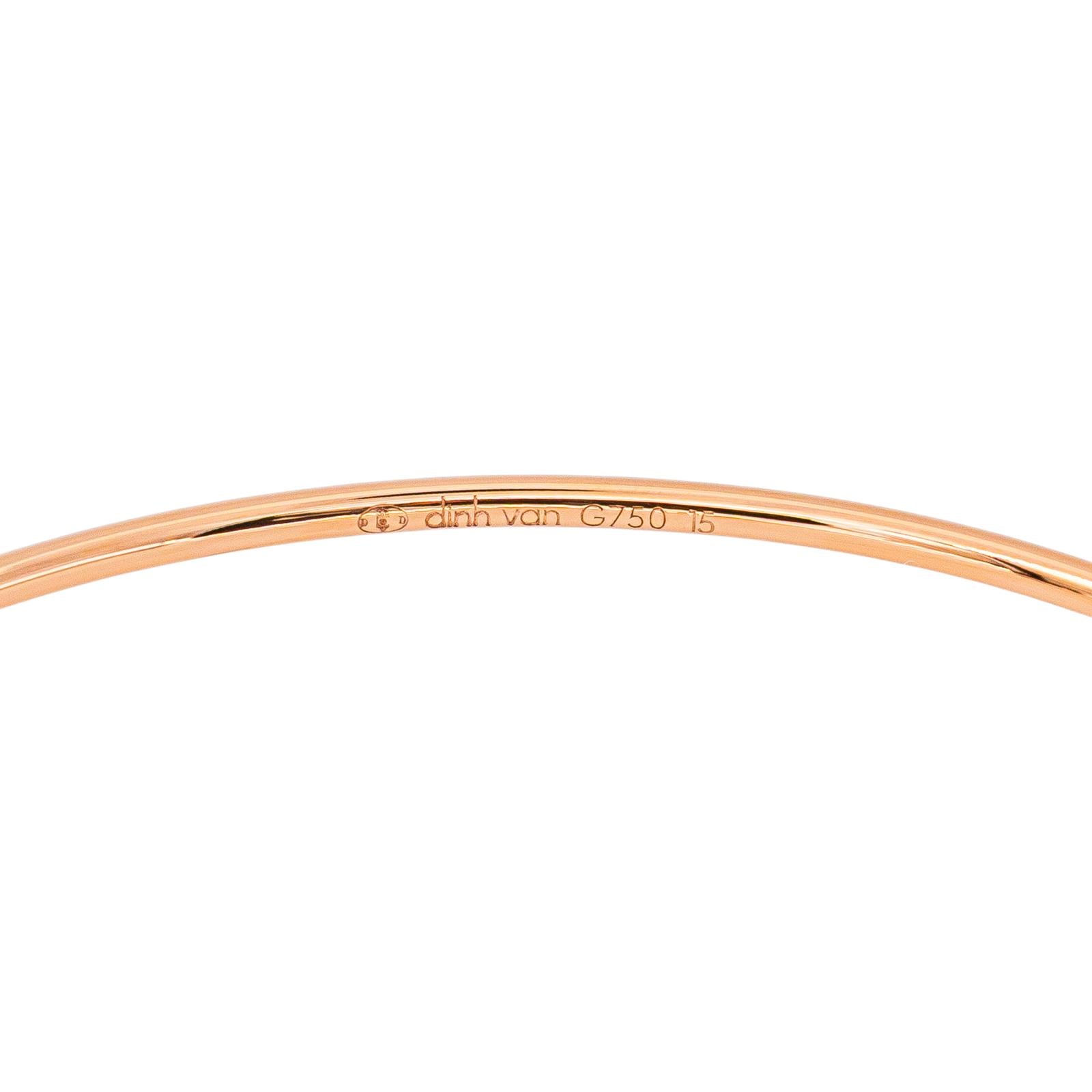 Dinh Van Bangle Bracelet with Clasp, Rose gold with Diamonds