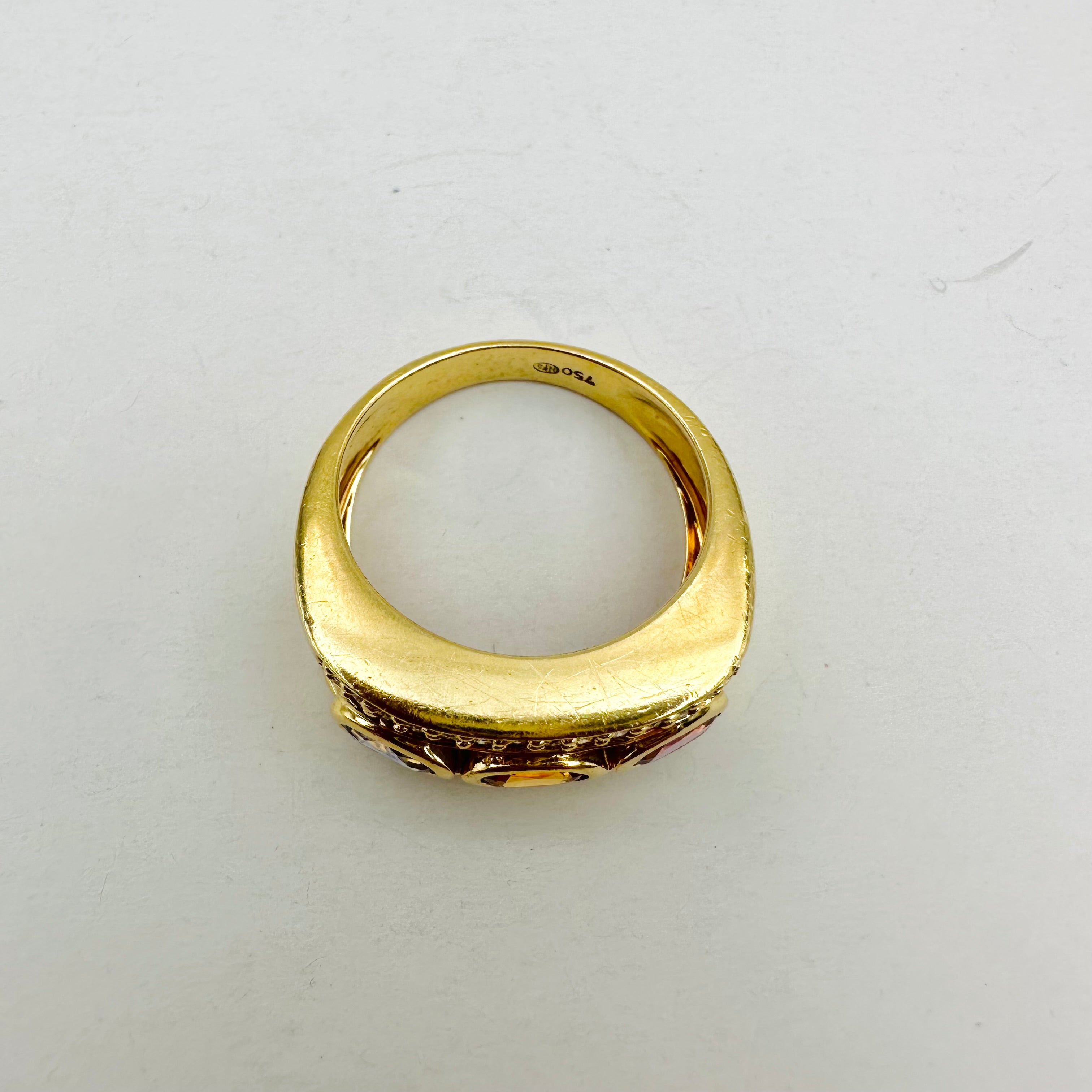 Yellow Gold Bangle Ring with Sapphires and Diamonds