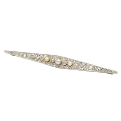 White Gold Brooch with Pearls and Diamonds