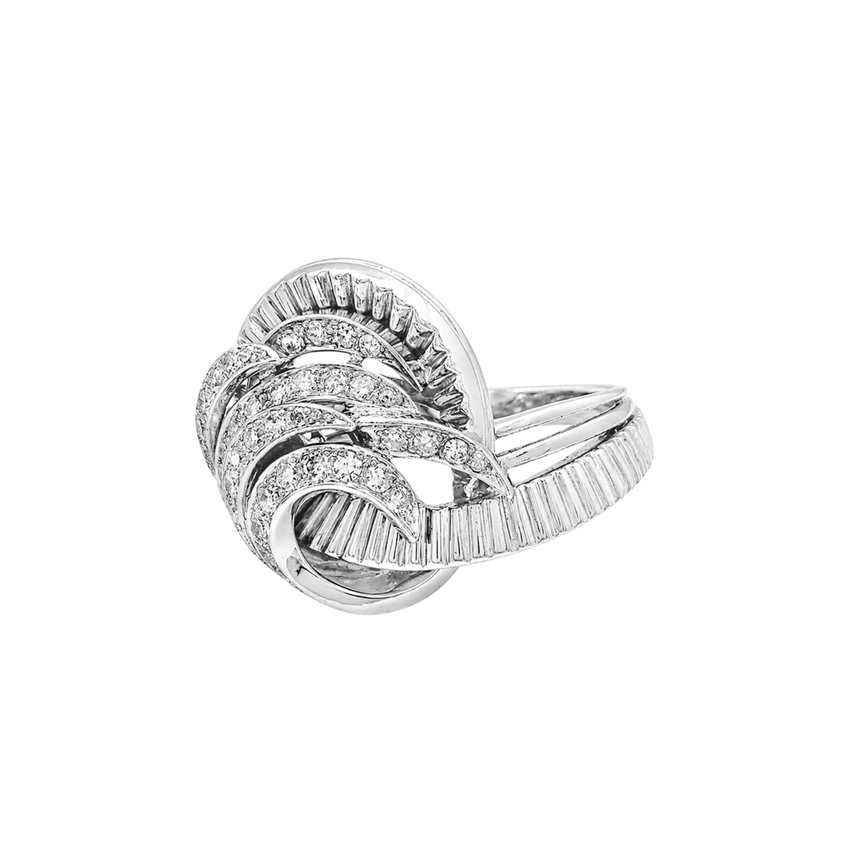 Pave Ring in White Gold, Platinum, and Diamonds