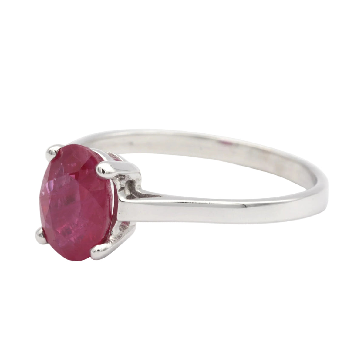 White Gold Solitaire Ring with Ruby