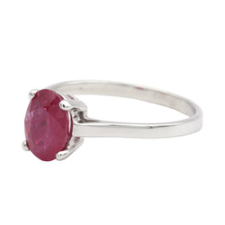 White Gold Solitaire Ring with Ruby