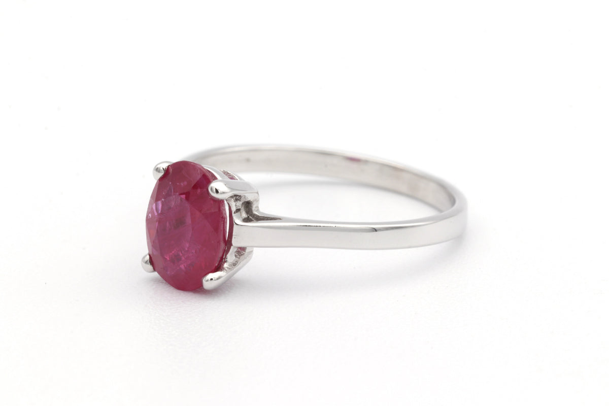 White Gold Solitaire Ring with Ruby