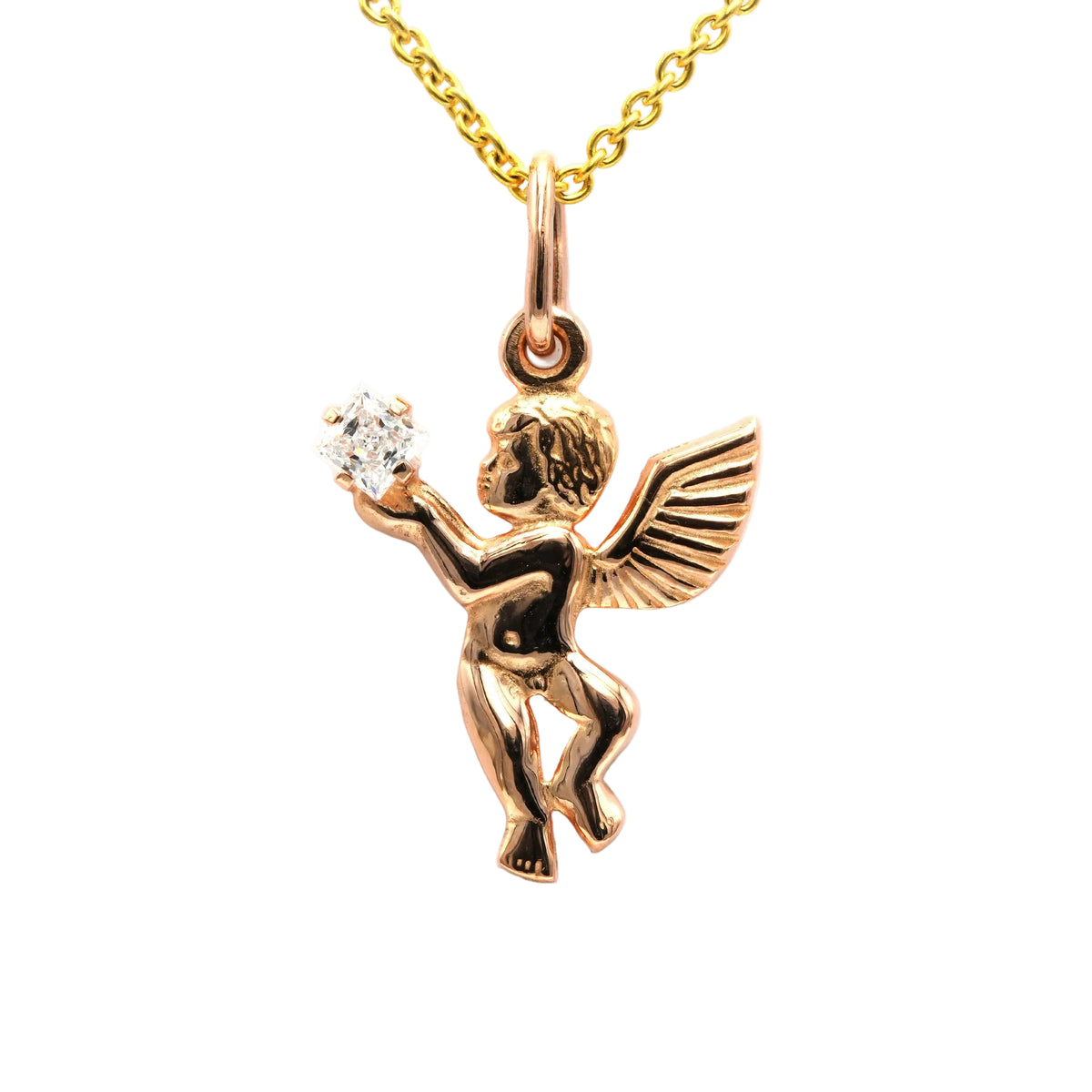 Yellow gold and zirconium pendant