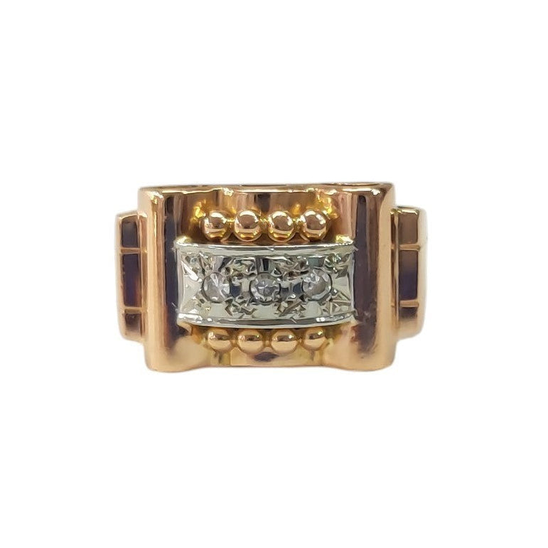 Bague Tank en or rose et diamants