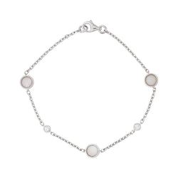 White Gold Forçat Link Bracelet with Mother-of-Pearl