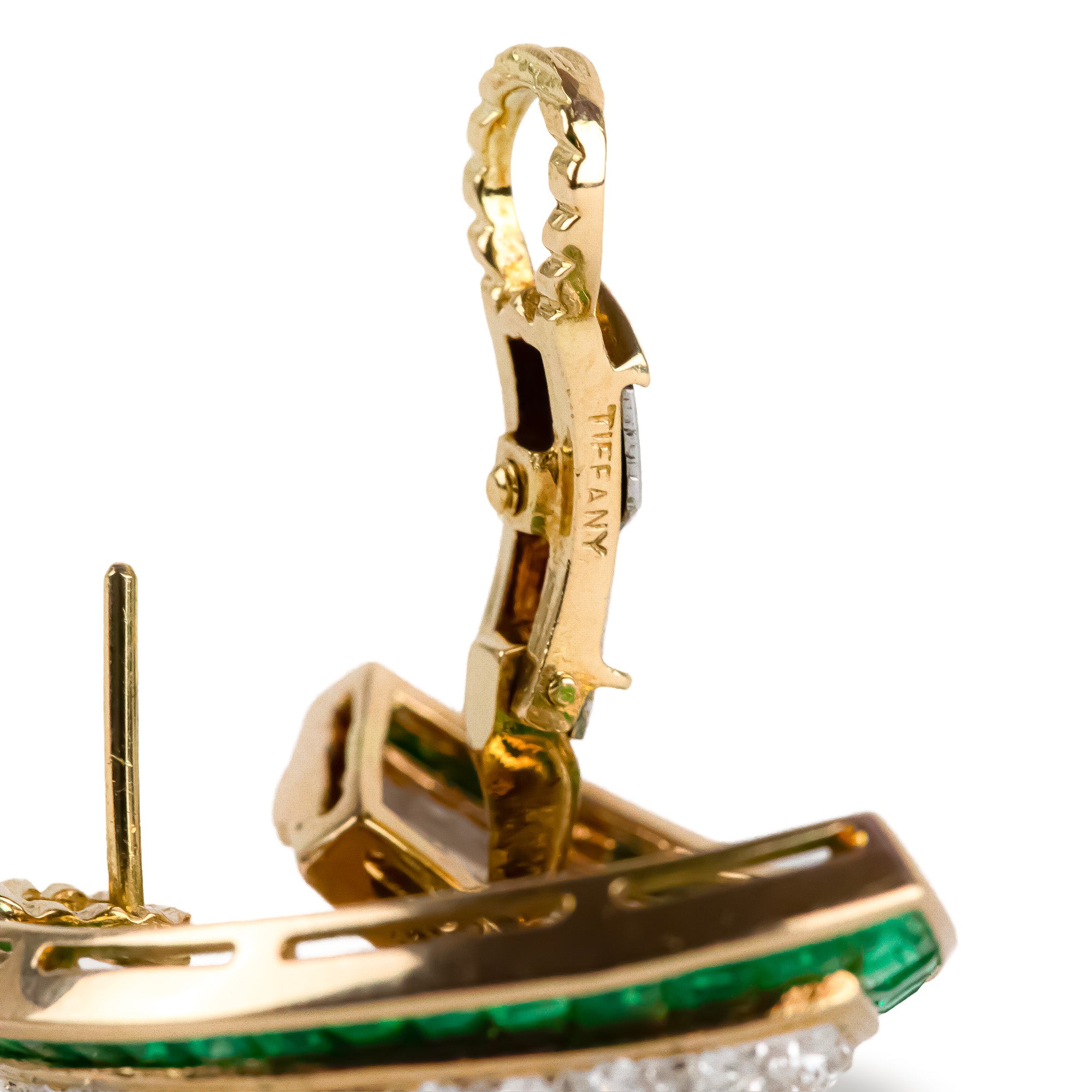 TIFFANY & CO. Yellow Gold Clip-On Earrings with Emeralds and Diamonds