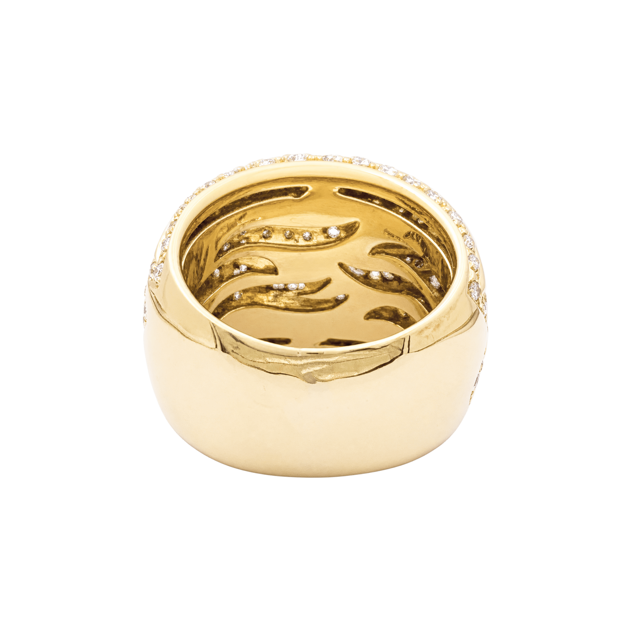 Bague Damiani en or jaune, pavage diamants, diamants bruns.