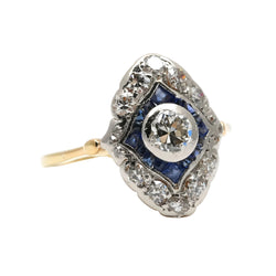 Ring in white gold, yellow gold, and diamonds