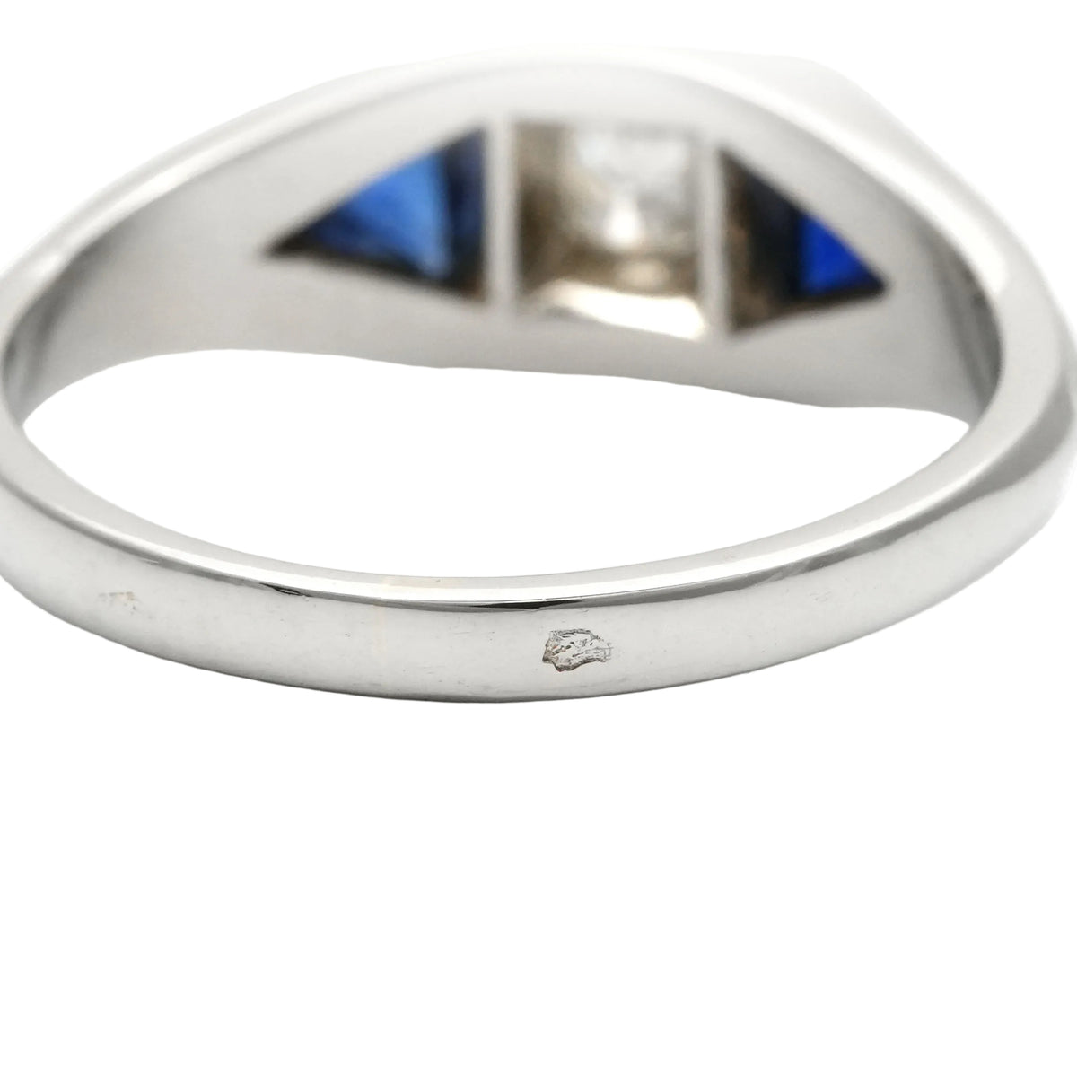 Trilogy Ring in White Gold, Sapphires, and Diamonds