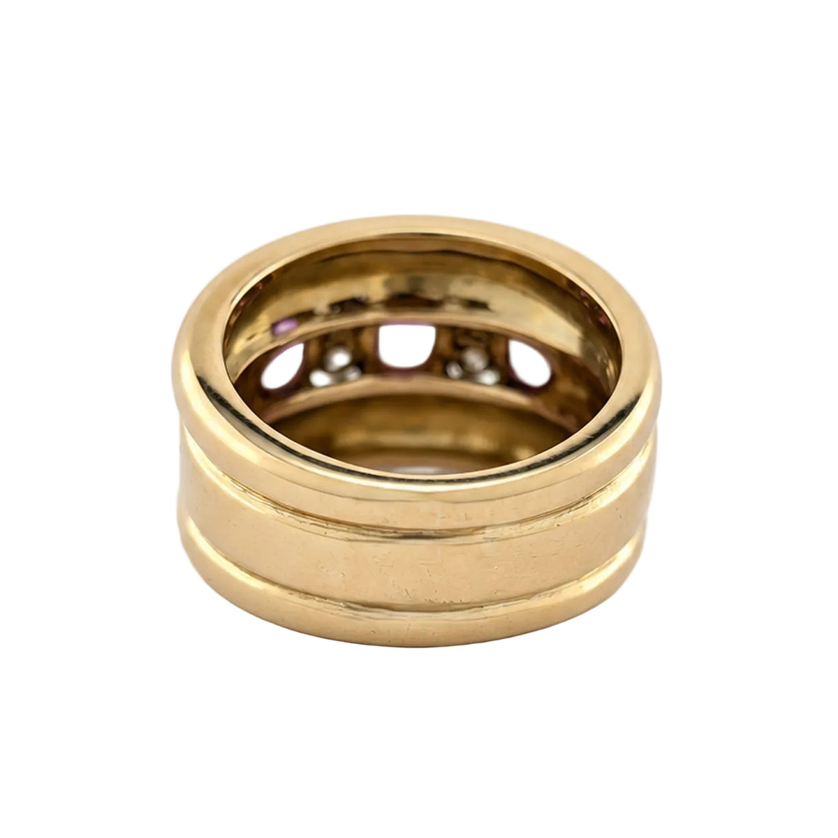 Band Ring in Yellow Gold, Rubies, and Diamonds