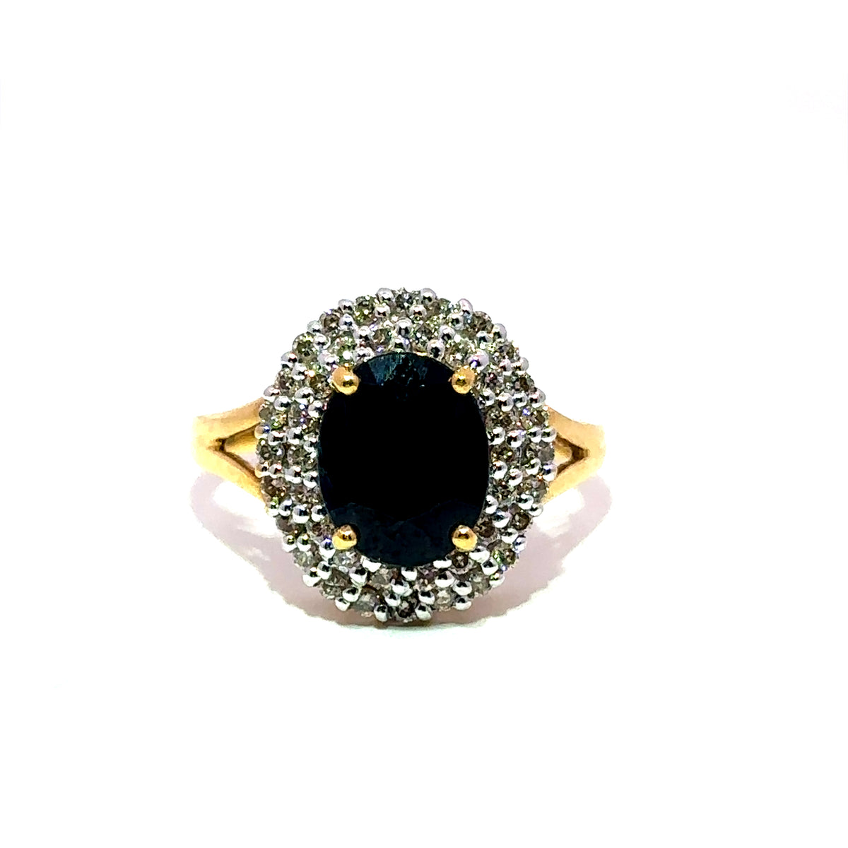 Bague Cocktail en or jaune, saphir et diamants