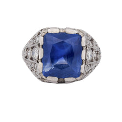 Cocktail Ring in Platinum, Sapphire, and Diamonds